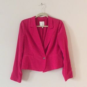 Hot pink silk cropped Joie blazer